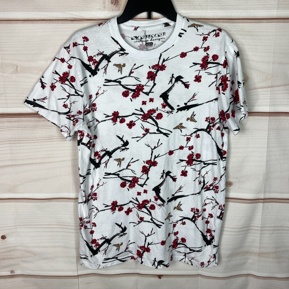 KnickerBocker T-Shirt Mens Medium Floral Vintage Design Crew Neck Short Sleeve